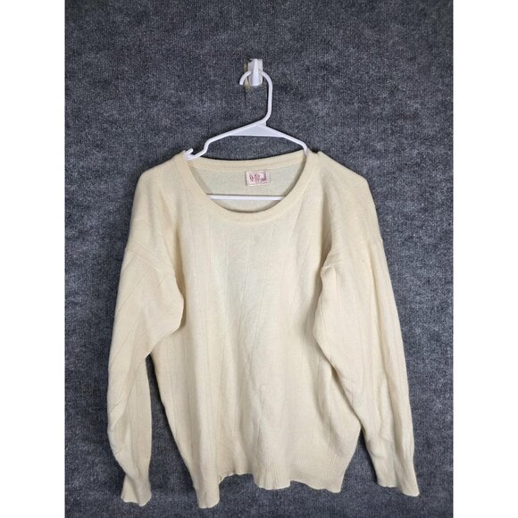 N.Peal Sweater Womens Medium Cream Crewneck 100% Cashmere Made in Scotland - Picture 1 of 13